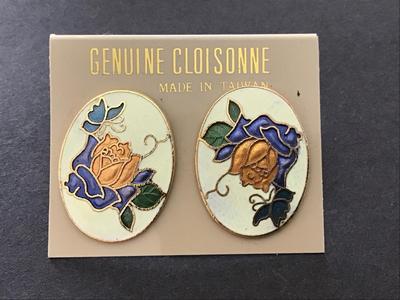 Vintage Cloisonne Earrings new on card