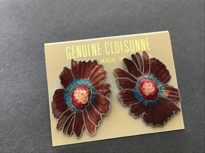Vintage Cloisonne Earrings new on card
