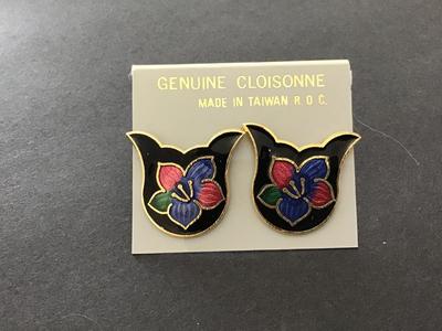 Vintage Cloisonne Earrings new on card