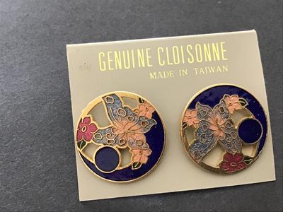 Vintage Cloisonne Earrings new on card