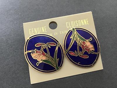 Vintage Cloisonne Earrings new on card