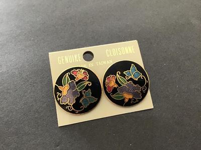 Vintage Cloisonne Earrings new on card