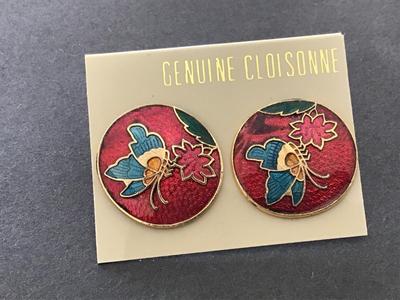 Vintage Cloisonne Earrings new on card