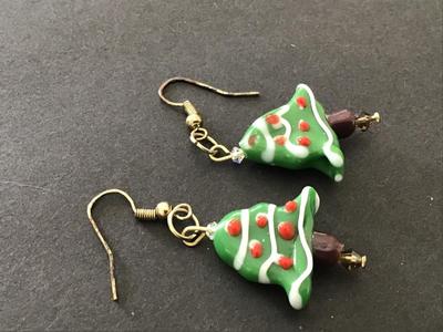 Vintage Glass Christmas Trees Earrings
