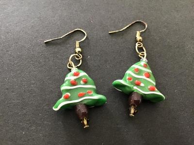 Vintage Glass Christmas Trees Earrings