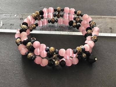 Glass Beaded Black pink Bracelet