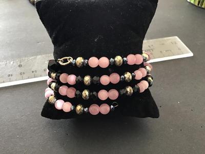 Glass Beaded Black pink Bracelet