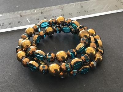 Blue Glass Gold Accents Bracelet