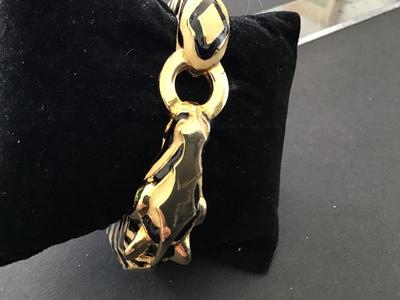 Zebra Hinged Bracelet Cream Black Rhinestone Eye