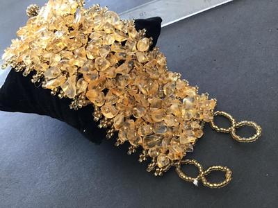 Gorgeous Glass Stone Wide Bracelet