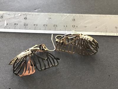 Rhinestone Gold Tone Butterfly Earrings