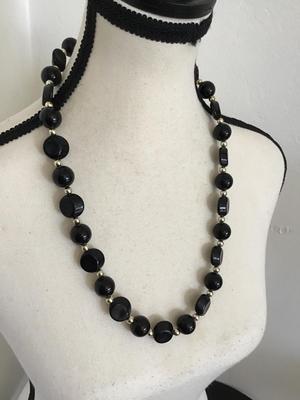 Vintage Black Beaded Necklace