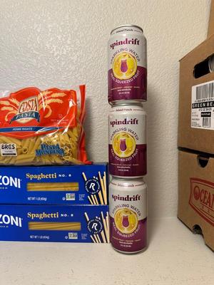 APPLE-CHERRY JUICE, SPAGHETTI NOODLES, GREEN CHILI SALSA AND MORE