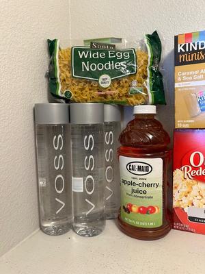 APPLE-CHERRY JUICE, SPAGHETTI NOODLES, GREEN CHILI SALSA AND MORE