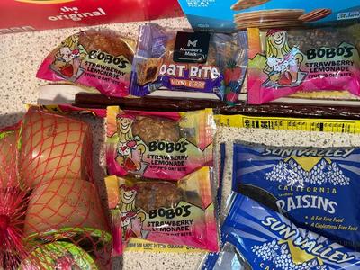 VEGETABLE OIL, NUT-THINS, SOY SAUCE, PACKETS OF HONEY AND MORE