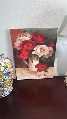 LOVELY HOME DECOR, LAMP, VASE AND A PAINTING