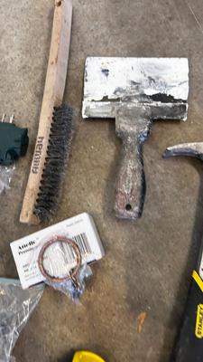 STANLEY FAT MAX TAPE MEASURE AND HAND TOOLS WITH SOME HOUSEHOLD HARDWARE