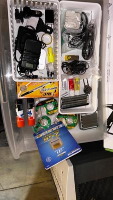 37”-90” FLAT TV WALL MOUNT, 2GB OLYMPUS SD CARD AND MISC OFFICE SUPPLIES