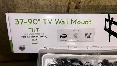 37”-90” FLAT TV WALL MOUNT, 2GB OLYMPUS SD CARD AND MISC OFFICE SUPPLIES