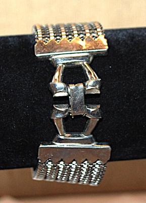 Silver Colored 6 Row Tight Chain Link BRACELET (2" Opening) with Solid Snap-Lock Clasp