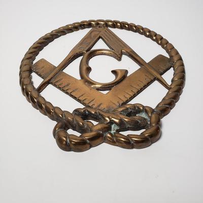 LOT 266: Vintage Brass Masonic Wall Plaque