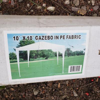 LOT 269: New 10 Ft Gazebo in Box with Pair of Vintage Lawn Chairs