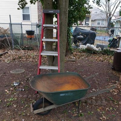LOT 270: True Temper Steel Wheelbarrow & Husky 6 Ft Ladder