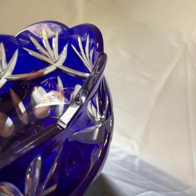 Vintage Cobalt Cut To Clear Crystal Bowl (LR-BM)
