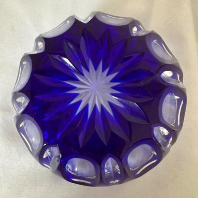 Vintage Cobalt Cut To Clear Crystal Bowl (LR-BM)