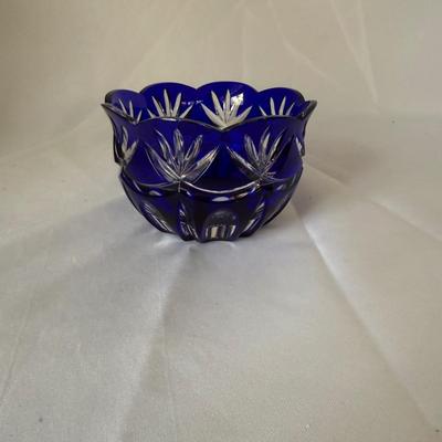 Vintage Cobalt Cut To Clear Crystal Bowl (LR-BM)