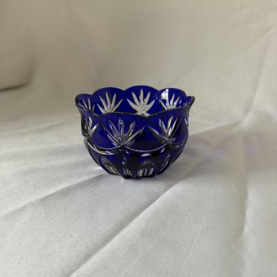 Vintage Cobalt Cut To Clear Crystal Bowl (LR-BM)