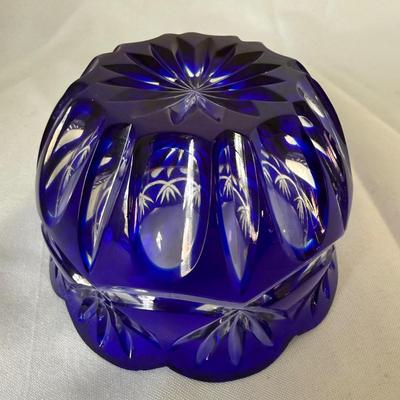 Vintage Cobalt Cut To Clear Crystal Bowl (LR-BM)