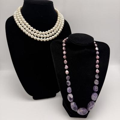 Lovely Pearl & Amethyst Necklaces (ST-HS)