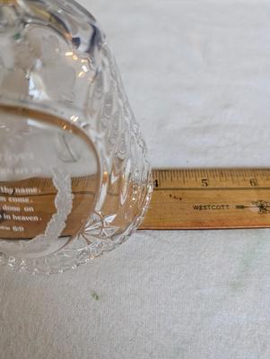 Miscellaneous group...statue glass bell, Precious Moments, pin, safety pin, miniature bottle of perfume, 2 small jars, Wedgwood,glass bowl