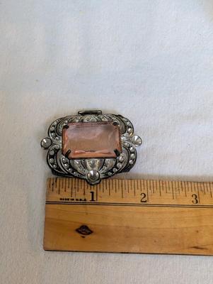 Miscellaneous group...statue glass bell, Precious Moments, pin, safety pin, miniature bottle of perfume, 2 small jars, Wedgwood,glass bowl