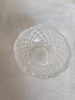 Miscellaneous group...statue glass bell, Precious Moments, pin, safety pin, miniature bottle of perfume, 2 small jars, Wedgwood,glass bowl