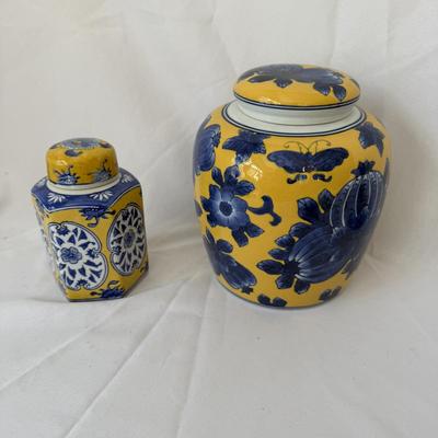 Two Yellow and Blue Ginger Jars (LR-BM)