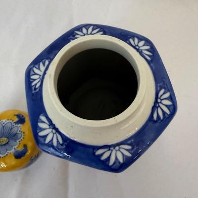 Two Yellow and Blue Ginger Jars (LR-BM)