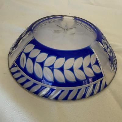 Cobalt Blue Cut to Clear Crystal Dish (LR-BM)
