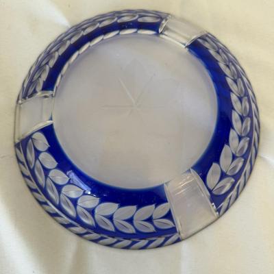 Cobalt Blue Cut to Clear Crystal Dish (LR-BM)