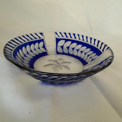 Cobalt Blue Cut to Clear Crystal Dish (LR-BM)