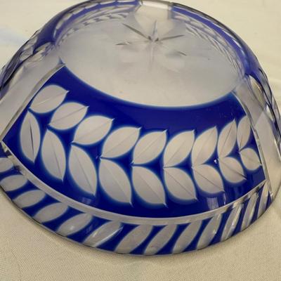Cobalt Blue Cut to Clear Crystal Dish (LR-BM)
