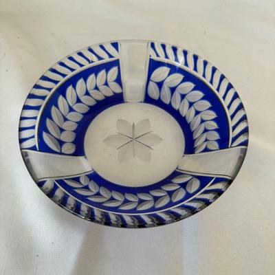 Cobalt Blue Cut to Clear Crystal Dish (LR-BM)