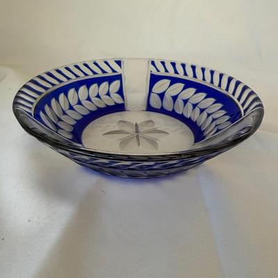Cobalt Blue Cut to Clear Crystal Dish (LR-BM)