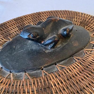 Chinese Woven Willow Basket with Indonesian Urn & Reed Basket (E-HS)