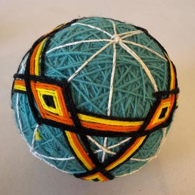 Basket of Temari Balls with Two Cross Stitch Wall Hangings (E-HS)