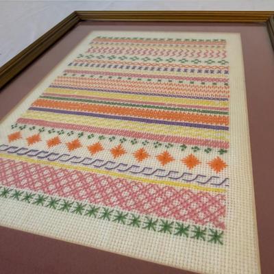 Basket of Temari Balls with Two Cross Stitch Wall Hangings (E-HS)