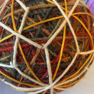 Basket of Temari Balls with Two Cross Stitch Wall Hangings (E-HS)