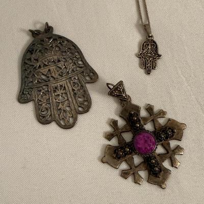 Jerusalem Cross with Hamsa Pendants & More, incl. 925 (K-HS)