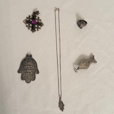 Jerusalem Cross with Hamsa Pendants & More, incl. 925 (K-HS)